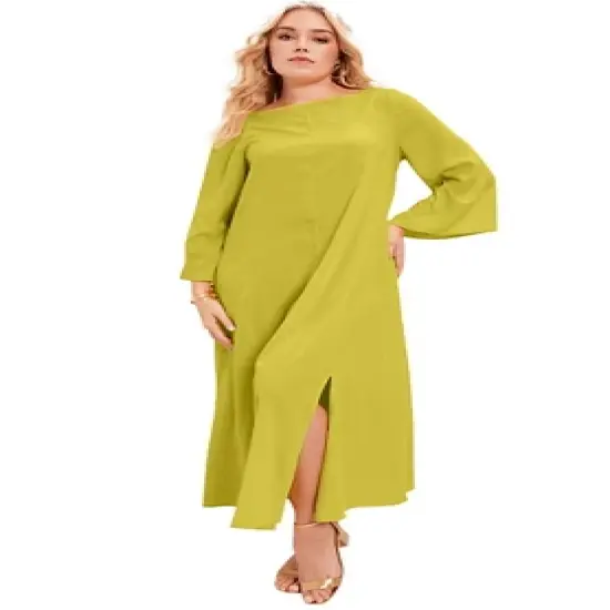 June + Vie by Roaman's Women&rsquo;s Plus Size Bell-Sleeve Maxi Dress image {1}