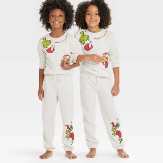Kids' The Grinch Matching Family Christmas Jogger Pants - Oatmeal Beige image {3}
