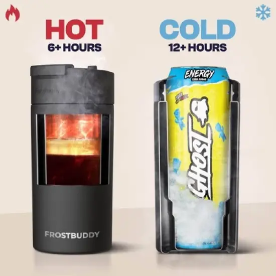 FrostBuddy Universal Buddy Insulated Can Cooler | Fits 12oz Cans, Slim Cans & Bottles | Stainless Steel Drink Holder image {9}