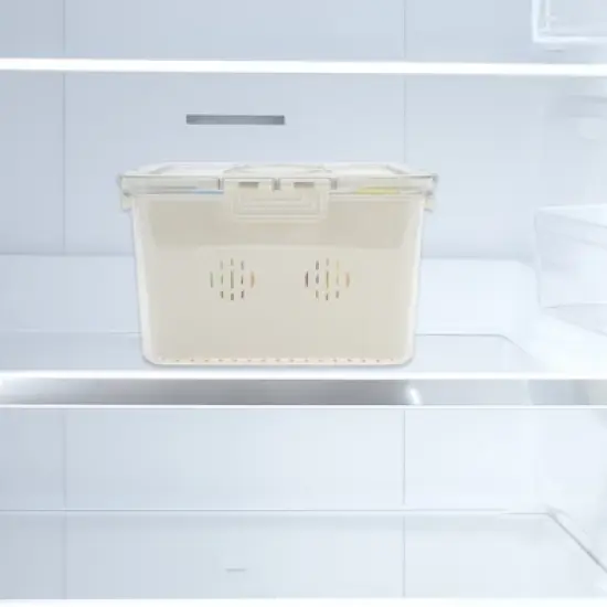 Unique Bargains Rectangle Drain Food Storage Containers 1 Compartment White Transparent 1 Set image {1}