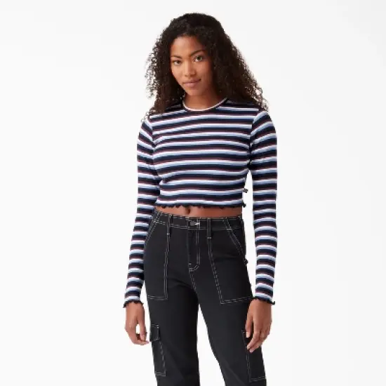 Dickies Women&rsquo;s Long Sleeve Striped Cropped T-Shirt image {4}