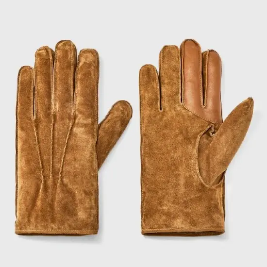 Men's Faux Shearling Lined Pig Suede Gloves - Goodfellow & Co&trade; Brown image {3}