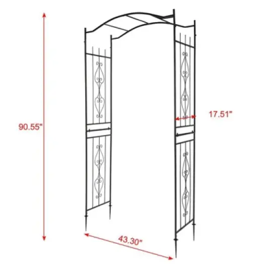 Karl Home 43.31'' W x 17.52'' D Black Outdoor Iron Arbor image {1}