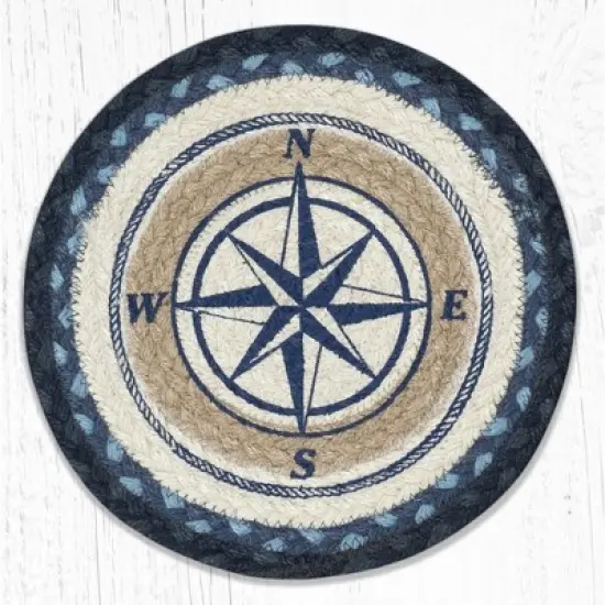 Earth Rugs Compass Rose Decorative Printed Round Trivet 10" Rustic Coastal Accent image {3}