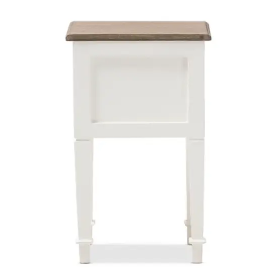 Dauphine 1 Drawer Provincial Style Oak and Distressed Finish Wood Nightstand White - Baxton Studio image {4}