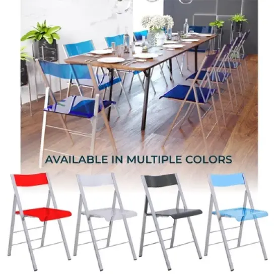 LeisureMod Menno Folding Dining Chair with Stainless Steel Frame, Compact and Durable Design for Kitchen, Balcony, Patio, Garden, Office, or Event Use image {4}