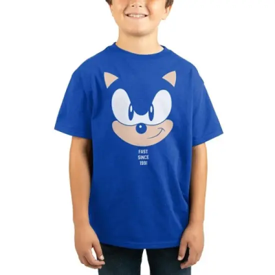 Youth Boys Sonic the Hedgehog Blue Short Sleeve Graphic Tee image {1}