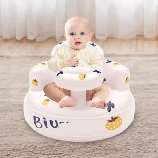 BabyBond Inflatable Baby Seat for Babies 3-36 Months, Baby Floor Seats for Sitting Up,Blow Up Baby Chair with Built in Air Pump,Pumpkin image {7}