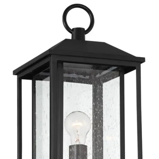 John Timberland Califa Modern Outdoor Post Light Black Metal Cage 21 3/4" Clear Seedy Glass for Exterior Barn Deck House Porch Yard Patio Home Outside image {2}