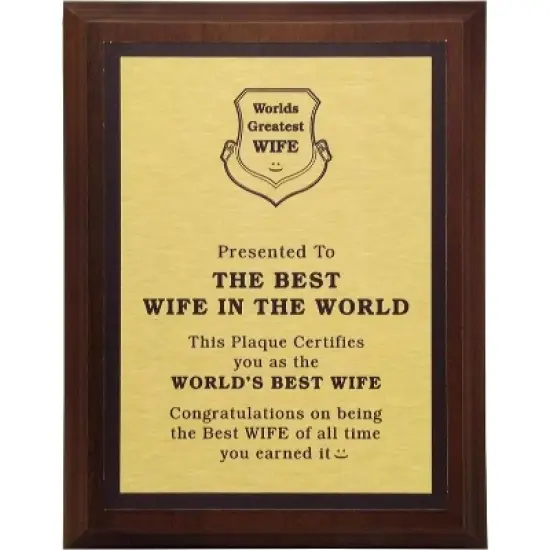 LEMONSODA World's Greatest Plaque (Best Wife in The World) - Gold image {4}