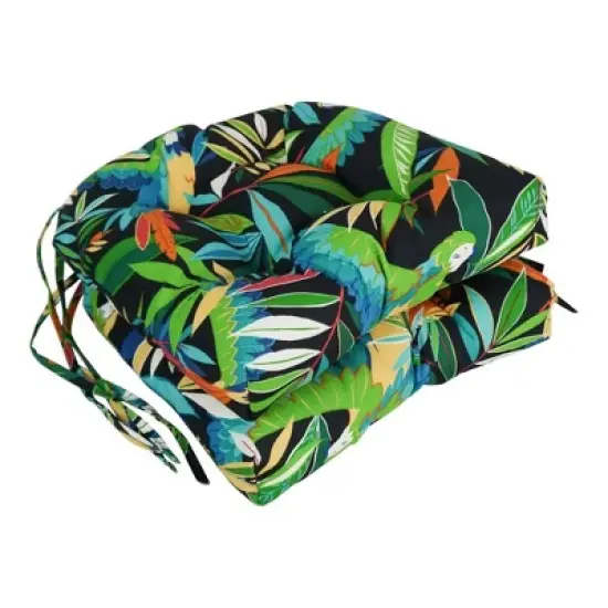Blazing Needles, 16-inch Spun Polyester Patterned Outdoor U-shaped Tufted Chair Cushions (Set of 2) image {6}