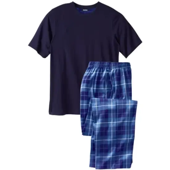 KingSize Men's Big & Tall Jersey Knit Plaid Pajama Set image {4}