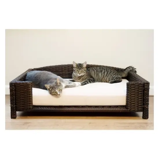 Iconic Pet Beds for Dogs and Cats - Rattan Rectangular Sofa - Brown image {11}