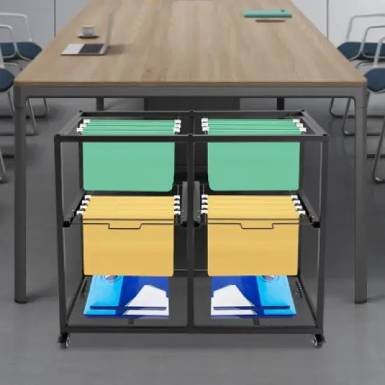 YIYIBYUS Movable Pull-Out File Folder Rack Drawer File Cabinet for Home Office image {2}