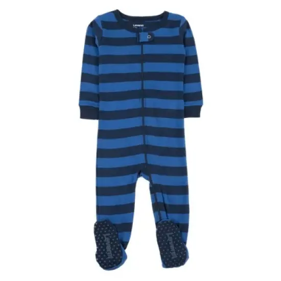 Leveret Kids Footed Boys Striped Cotton Pajamas image {5}