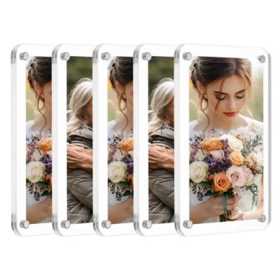 Unique Bargains Double Sided Fujifilm Mini Picture Acrylic Fridge Magnetic Frames 5 Pcs image {11}