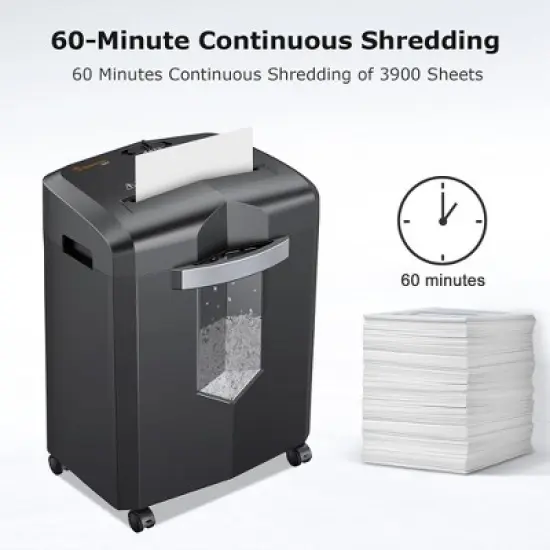 Bonsaii 12-Sheet Micro Cut P-4 Security Level Paper Shredder for CD, Credit Card, Mails, Staple, Clip, with Jam-Proof System & 4.2 Gal Pullout Bin image {2}
