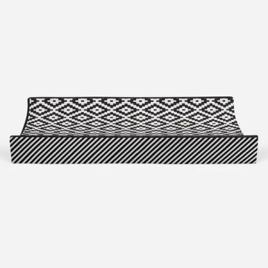 Bacati - Love Black/White Warp Stripes Changing Pad Cover image {4}