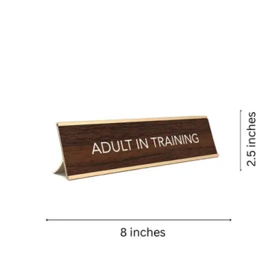 LEMONSODA Nameplate Style Desk Sign (ADULT IN TRAINING) - Brown and Gold image {3}