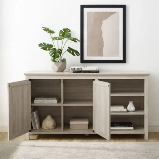 58" Diagonal Grooved Door Sideboard with Open Storage - Saracina Home image {3}