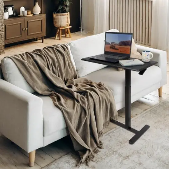 Mount-It! Height Adjustable Overbed & Bedside Table w/ Wheels | Overbed Desk Breakfast Tray for Medical & Home Use | Standing Desk w/ Gas Spring image {2}