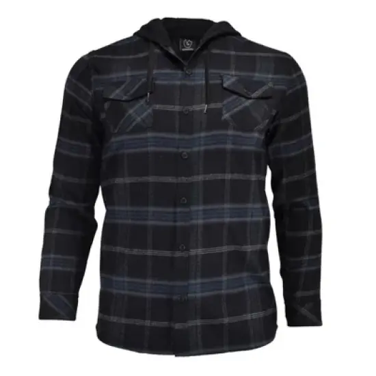 Burnside Men's Yarn Dyed Mid Weight Flannel Hoodie Shirt Jacket image {4}