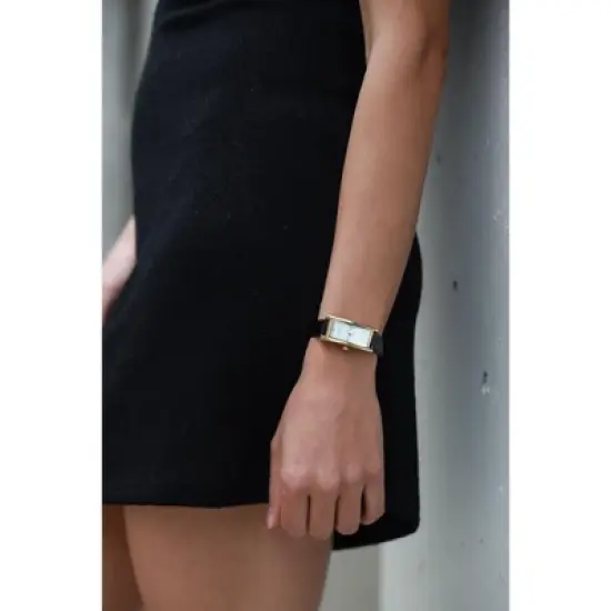 Peugeot Women 36x18mm Watch Glossy Black Leather Strap image {7}