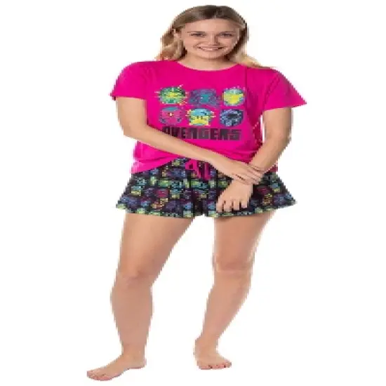 Marvel Womens' The Avengers Characters Hulk Sleep Pajama Set Shorts Multicolored image {1}