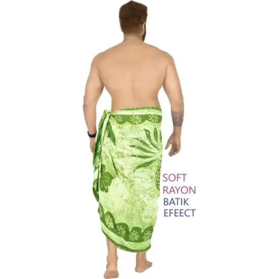 LA LEELA Men's Pareo Regular Holiday Dashiki Summer Sarong Long Shower Beach Wrap for Men One Size Parakeet, Pineapple image {2}