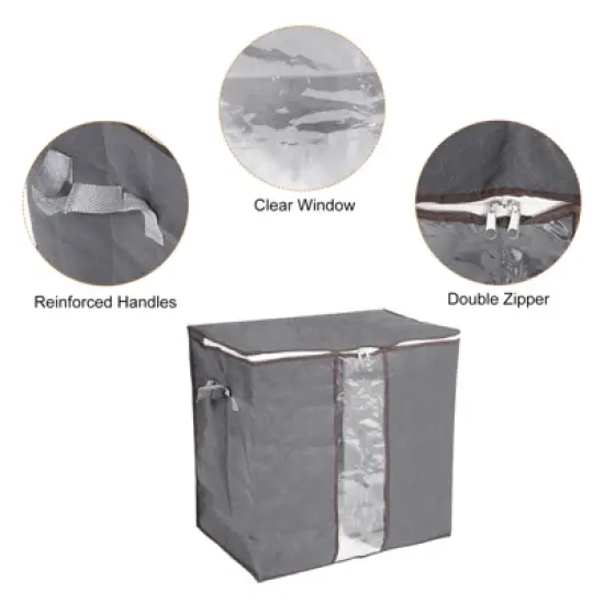 Unique Bargains Foldable Clothes Storage Bags with Reinforced Handle for Clothes Bedding Blankets image {3}
