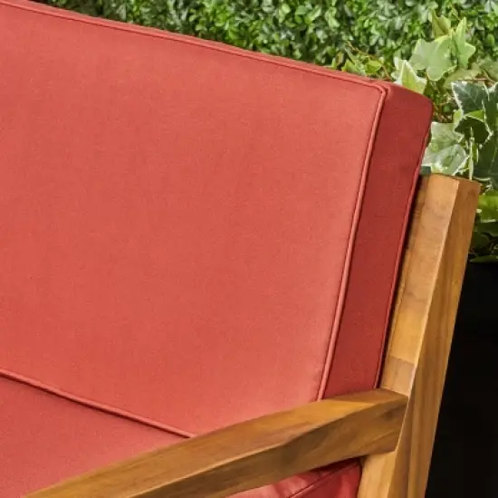 Grenada 6pc Acacia Wood Sofa Set - Teak/Red - Christopher Knight Home: Modular Sectional, Coffee Table image {6}