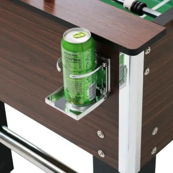 Sunnydaze Indoor Classic Faux Wood Foosball Soccer Game Table with Manual Scorers and Folding Drink Holders - 5' image {6}