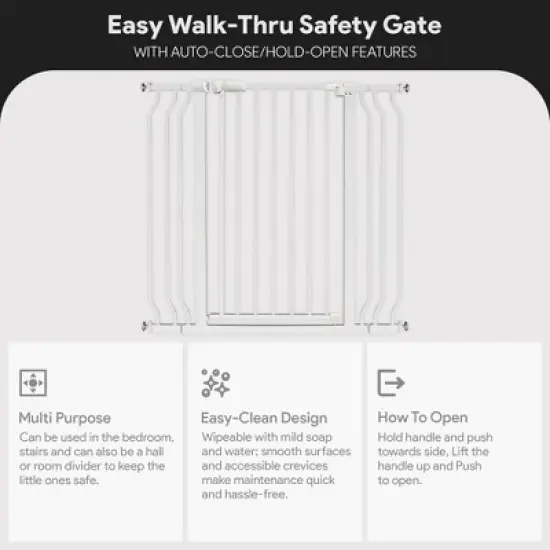 BalanceFrom Walk Thru Safety Gate for Baby and Pets, Doorways, Stairways, Hallways, Fits 29.1-43.3 Inch Openings, 36 Inch Height, White image {2}