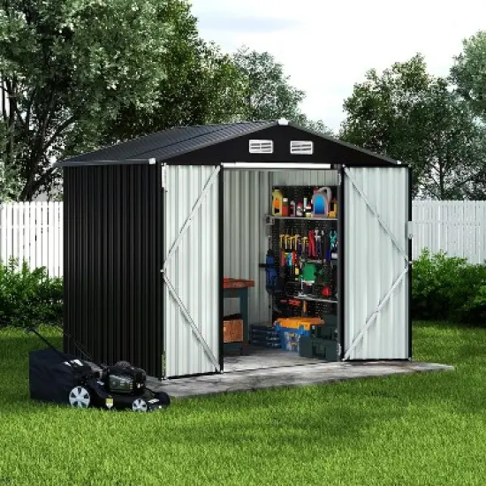 6x8FT Outdoor Metal Storage Sheds, Metal Garden Sheds & Outdoor Storage image {9}