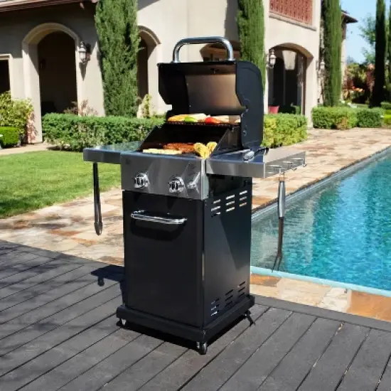 Permasteel 2-Burner Gas Grill with Foldable Side Tables image {3}