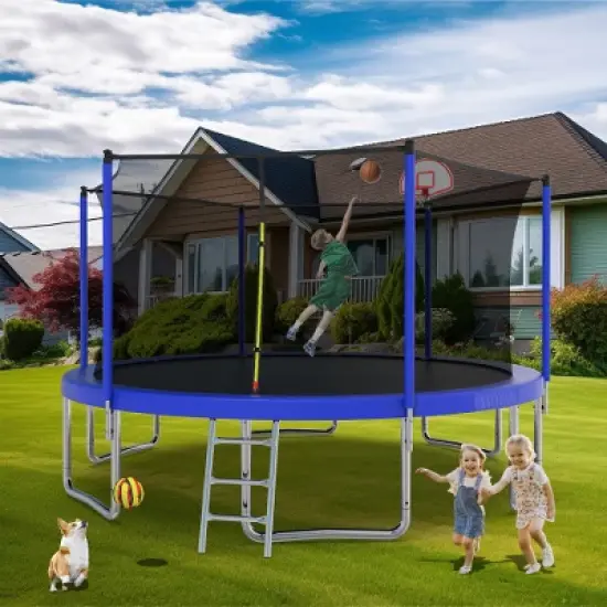 BestParts 14FT Trampoline with Safety Enclosure, Basketball Hoop, Ladder image {2}