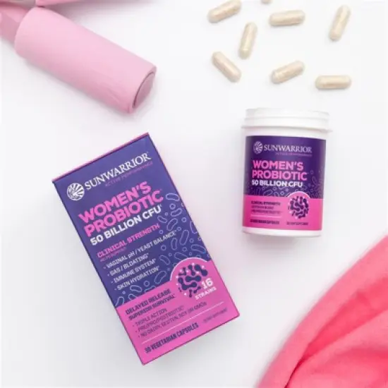 Active Women's Probiotic Capsules, 50 Billion CFU Probiotic Supplement for Digestive & Immune Health Support, Sunwarrior, 30ct image {3}