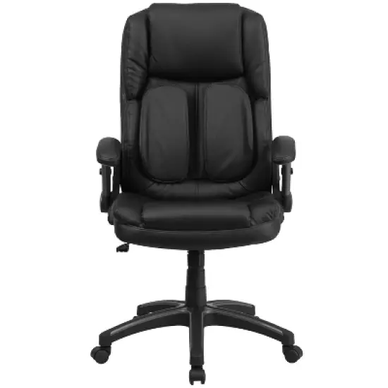Flash Furniture Hansel Extreme Comfort High Back Black LeatherSoft Executive Swivel Ergonomic Office Chair with Flip-Up Arms image {8}