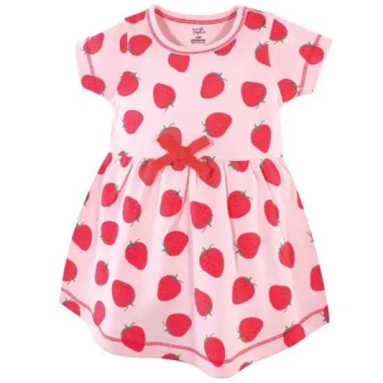 Touched by Nature Baby and Toddler Girl Organic Cotton Short-Sleeve Dresses 2pk, Strawberries image {2}