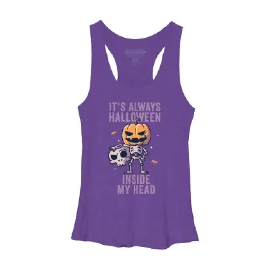 Women's Design By Humans It's Always Halloween Inside My Head Funny Cute Spooky By EduEly Racerback Tank Top image {5}