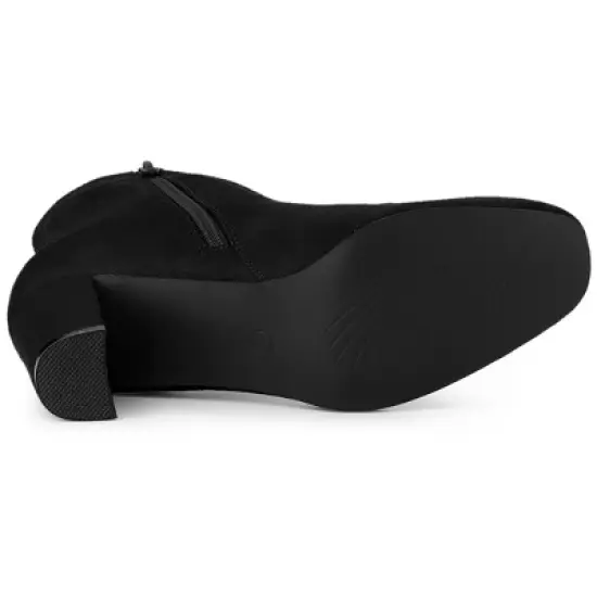 Allegra K Women's Dress Side Zip Chunky Heel Ankle Boots image {5}