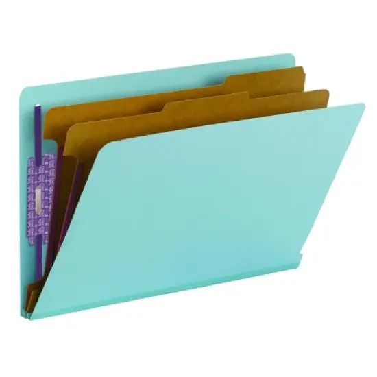 Smead End Tab Pressboard Classification File Folder with SafeSHIELD  Fasteners, 2 Dividers, Legal, Blue (29781) image {5}