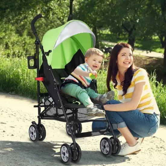 Infans Baby Lightweight Stroller, Compact Travel Stroller, Adjustable Backrest & Canopy, Foldable Umbrella Stroller for Toddlers, Green image {1}