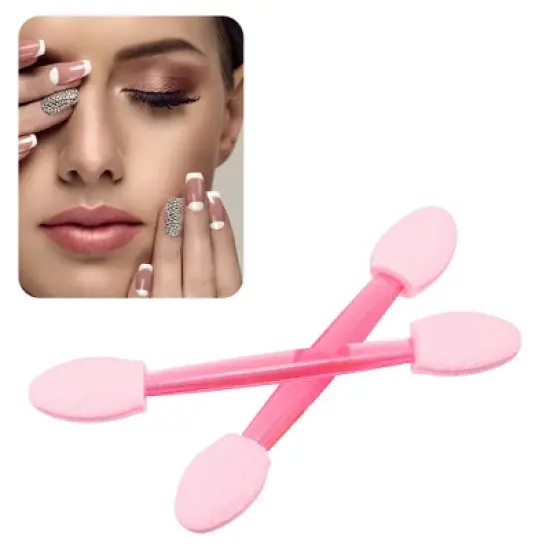 Unique Bargains Short Sponge Dual Sides EyeShadow Makeup Applicators Brushes Pink 25 PCS image {1}