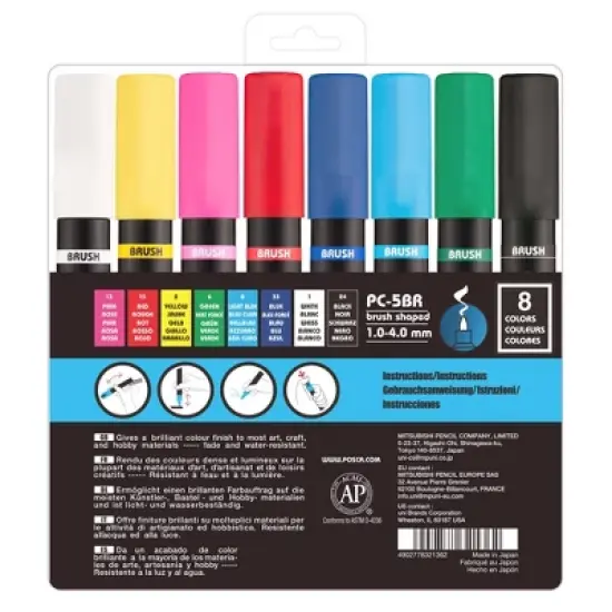 uniball 8pk POSCA Water-Based Paint Markers Reversible Brush Tip 1.0-4.0mm image {3}