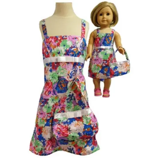 Size 12 Matching Girl And Doll Flower Sundresses With Purses image {1}