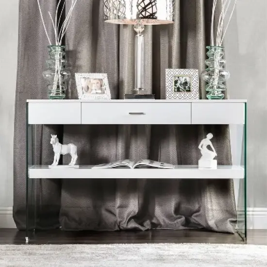 Romna Tempered Glass Sofa Table White - miBasics image {1}