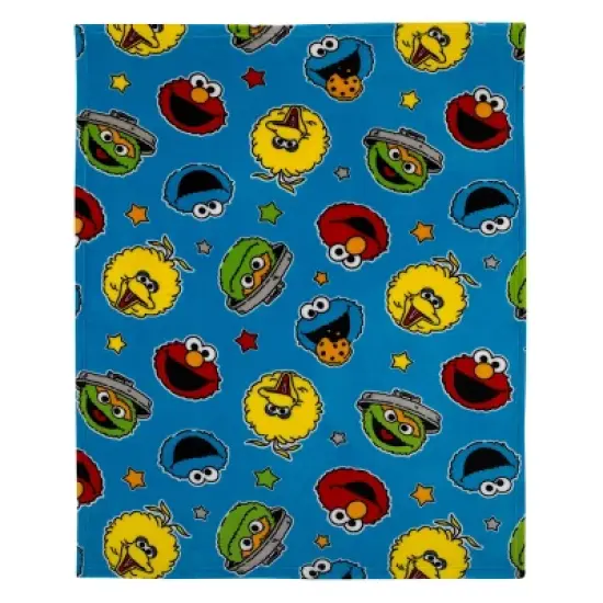 NoJo Sesame Street Come and Play Blue, Green, Red and Yellow, Elmo, Big Bird, Cookie Monster, and Oscar the Grouch Toddler Blanket image {1}