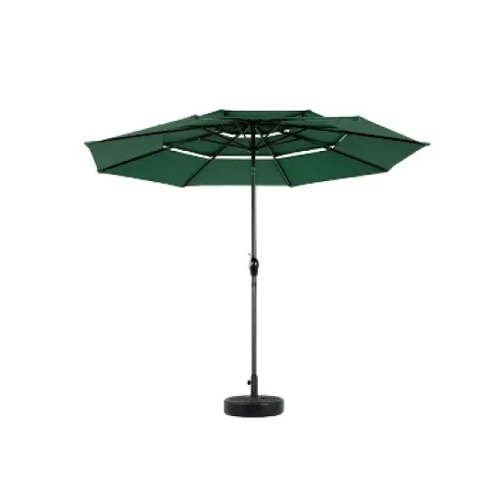 DOMETOUR 9ft 3 Tier Auto-tilt Umbrella ,Outdoor Patio Umbrella - Market Table Pool Deck Umbrella (Base Not Included)   -  ( Dark green ) image {6}