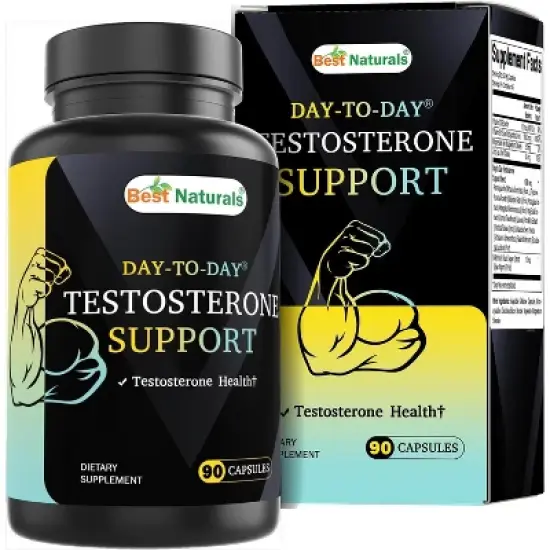 Best Naturals Day-to-Day Testosterone Support with Ashwagandha, Saw Palmetto, Horny Goat Weed, Maca, Long Jack, Wild Yam-  90 Veg Capsules image {4}